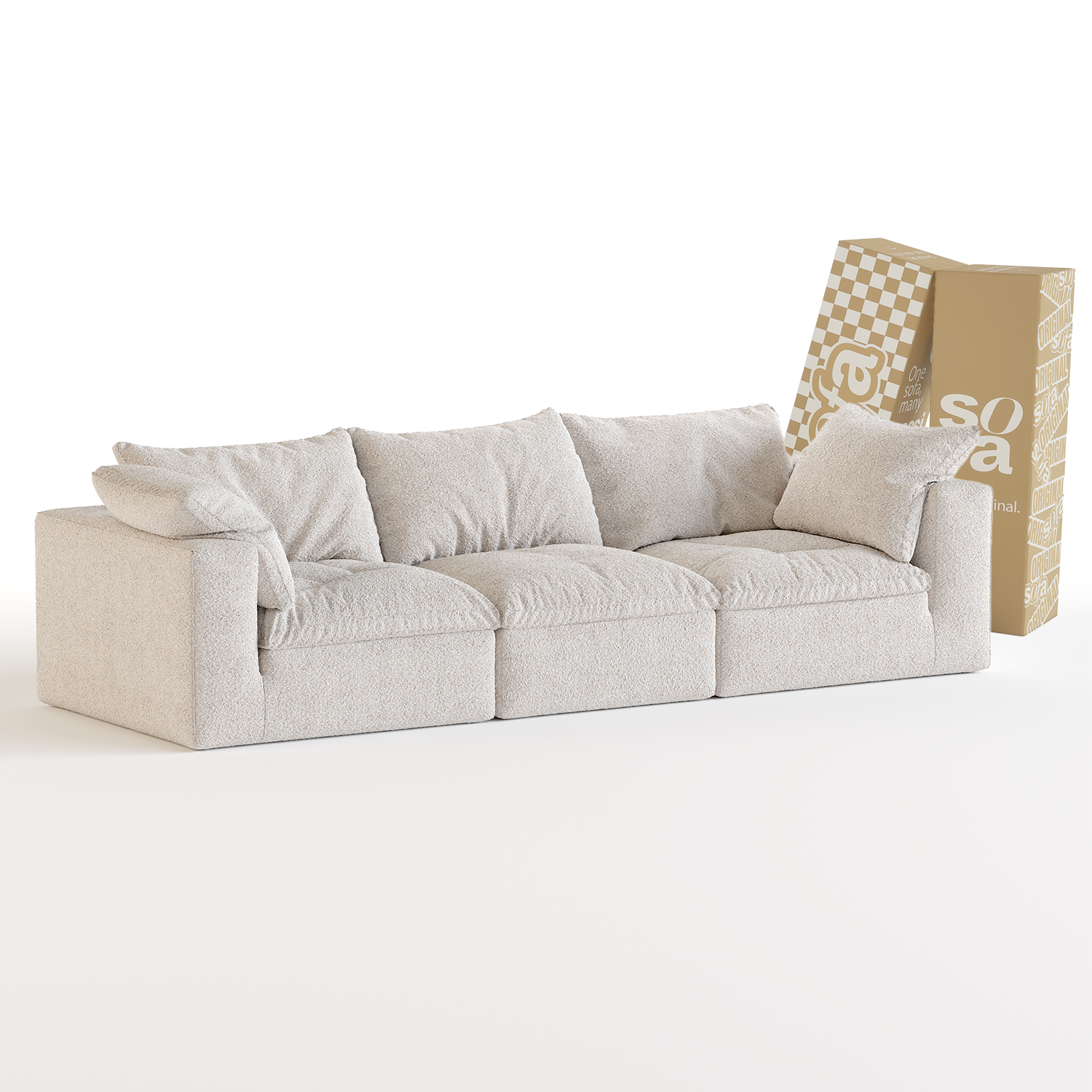 <tc>The growing sofa</tc> Sienna 3 Sitze in Boucle – Leinen