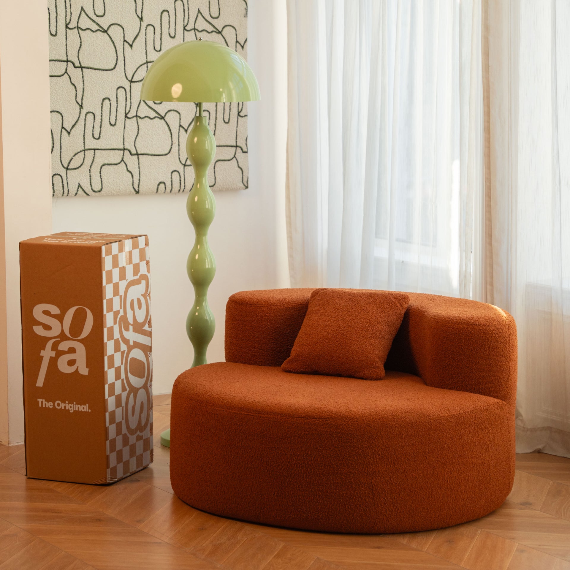 <tc>The growing sofa</tc> Dunne Chair in Boucle – Orange