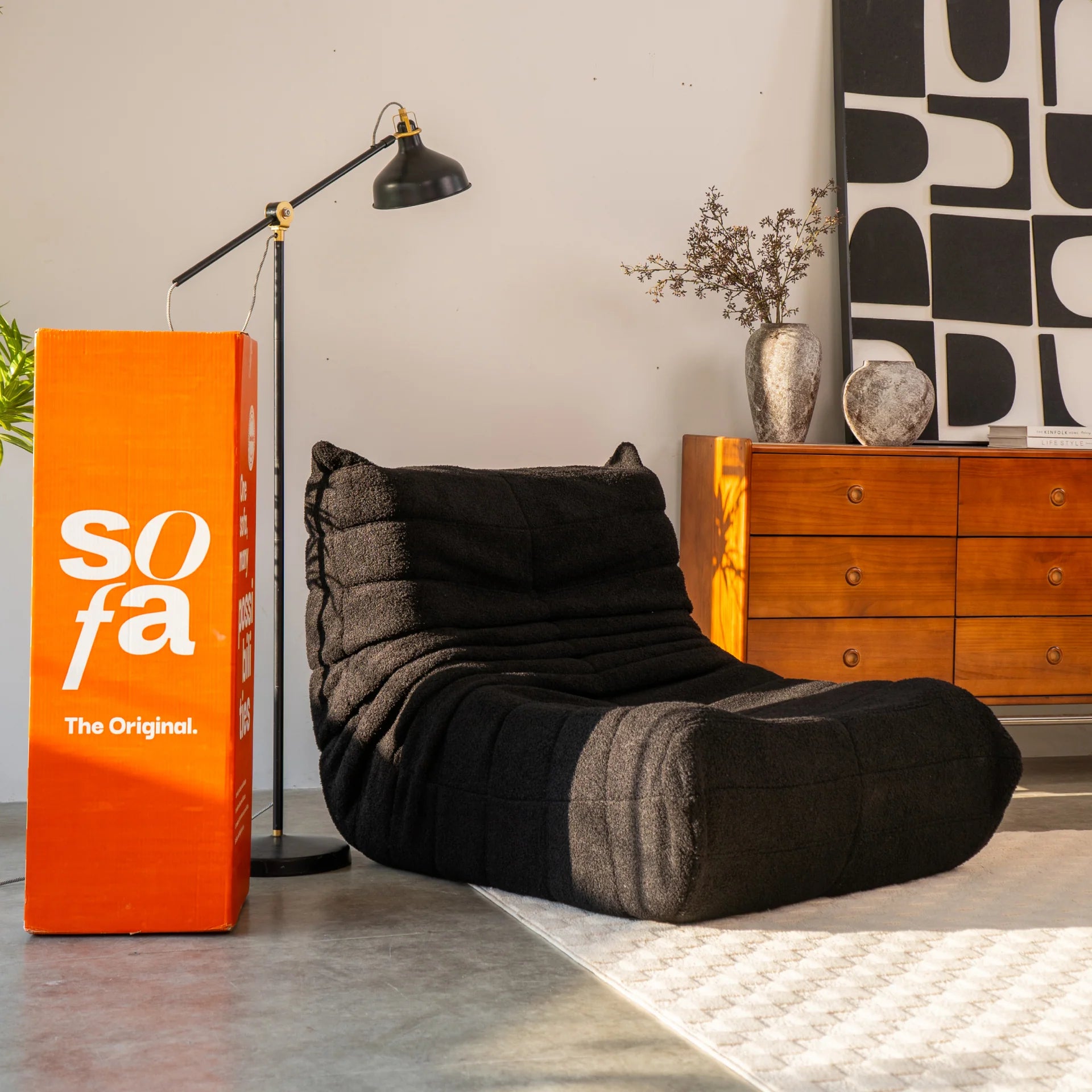 <tc>The growing sofa</tc> 1973 1 Sitz in Boucle – Schwarz