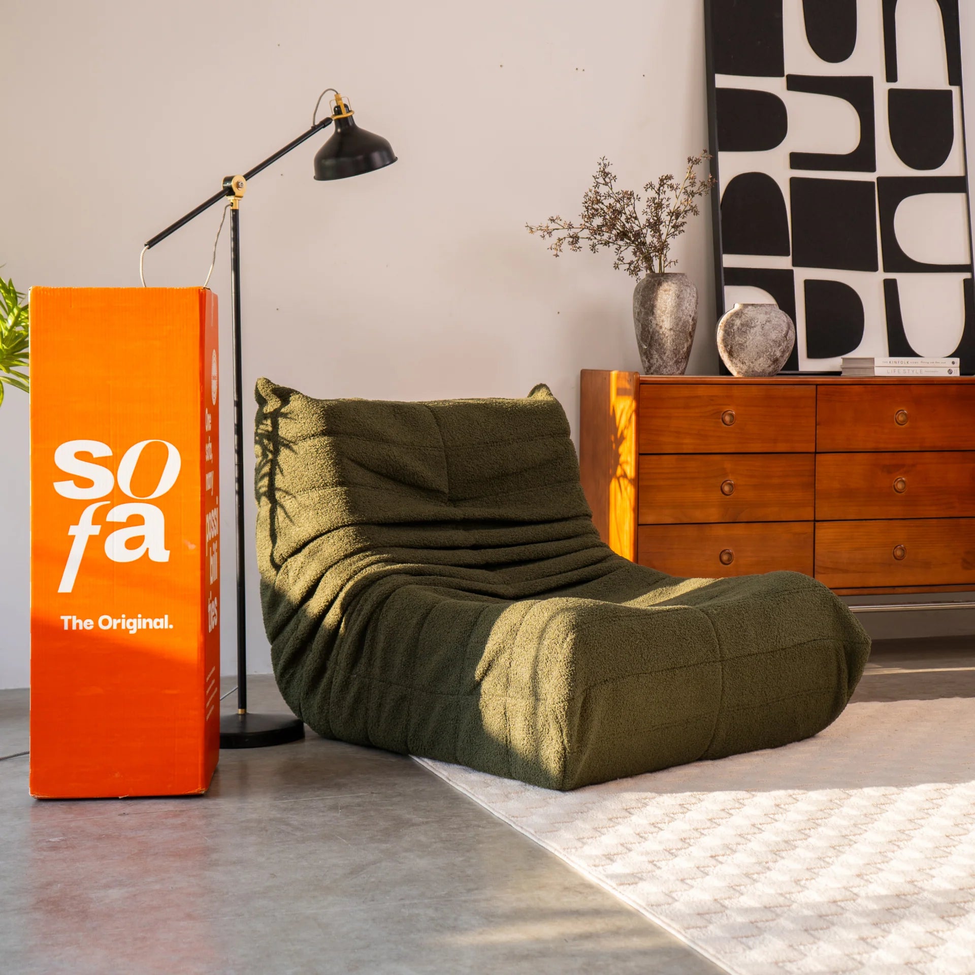 <tc>The growing sofa</tc> 1973 1 Sitz in Boucle – Moss Green