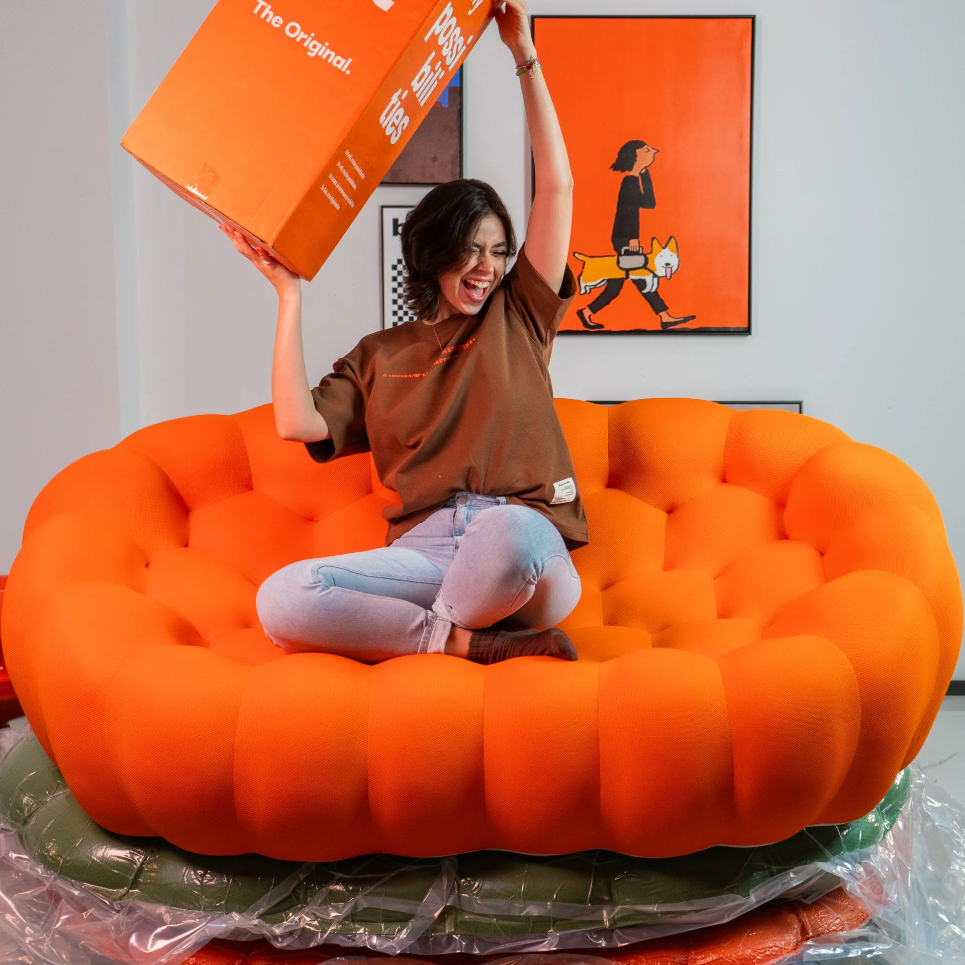 <tc>The growing sofa</tc> cosmo 3 zits in Boucle - Oranje