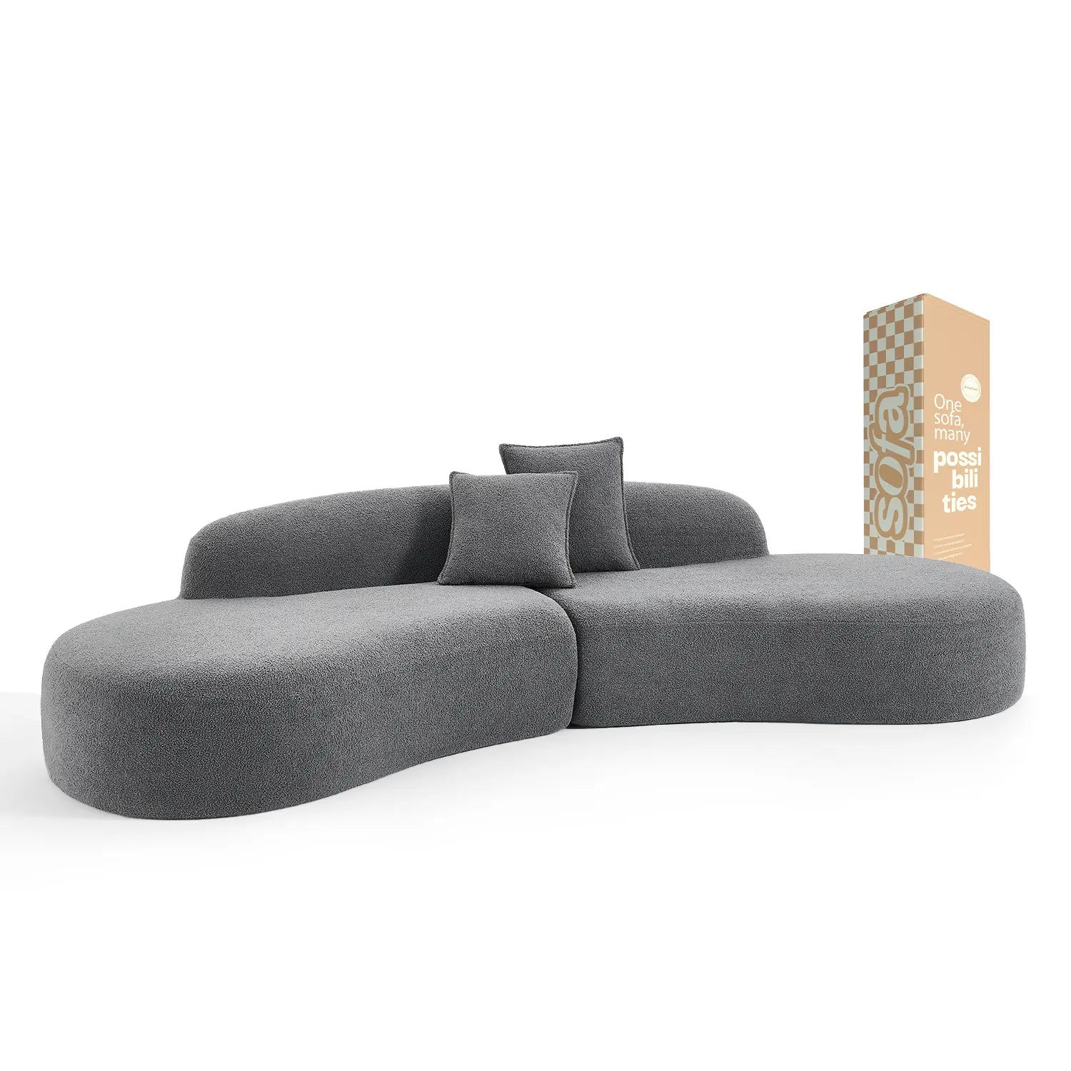 <tc>The growing sofa</tc> Avalon in Boucle – Grau