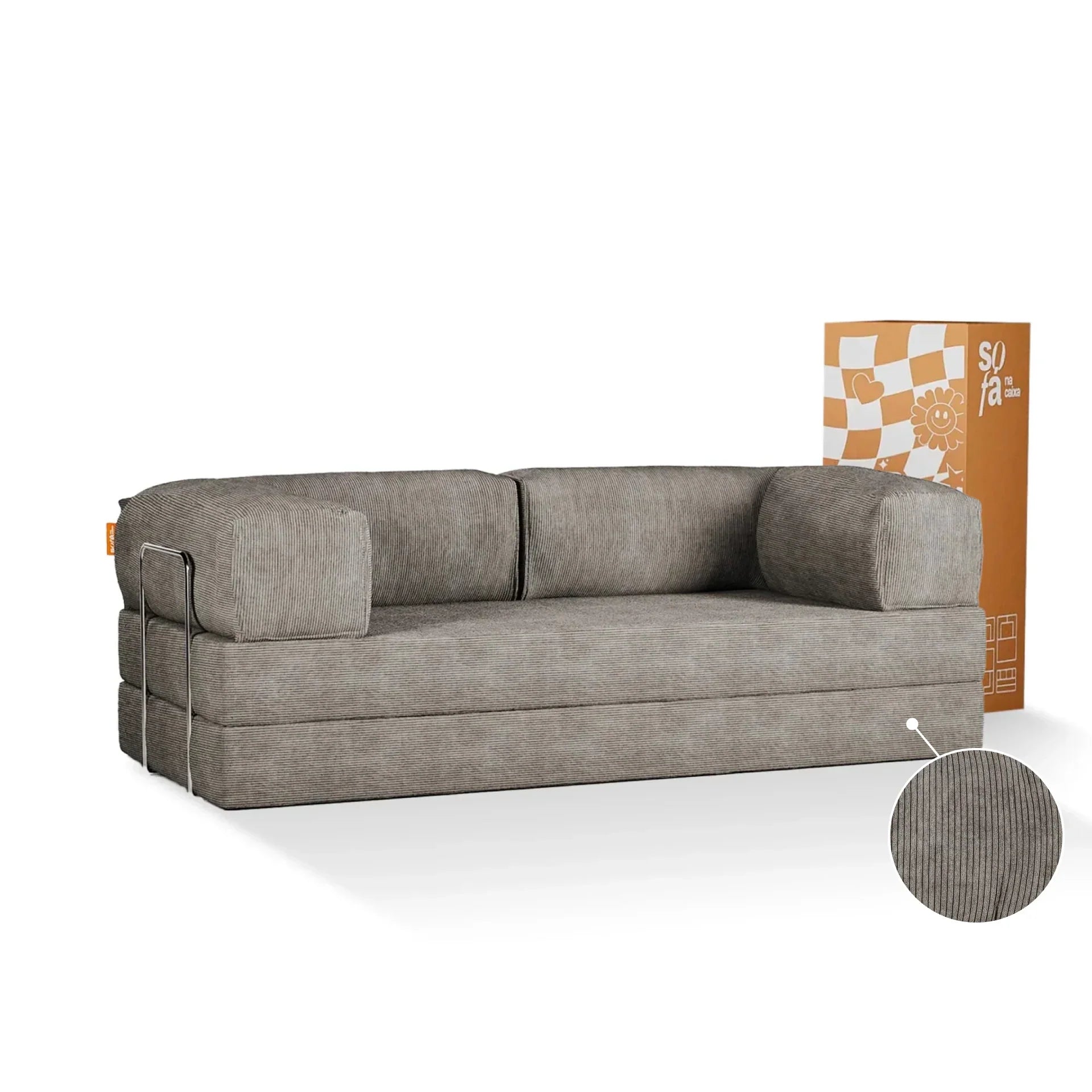 Das wachsende Sofa Bloom Schlafsofa Cord – Grau