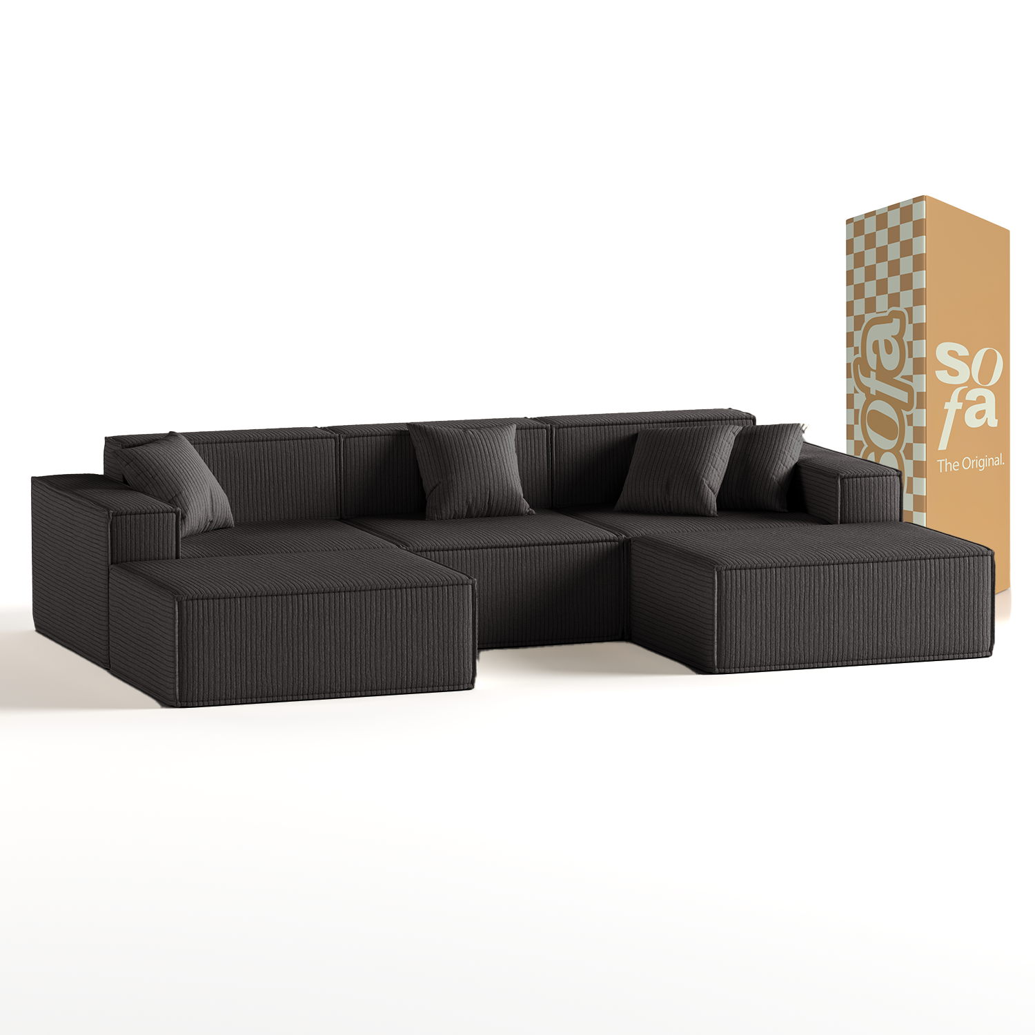 <tc>The growing sofa</tc> Pilion 3 Sitze + 2 Chaiselongues in Boucle – Grau