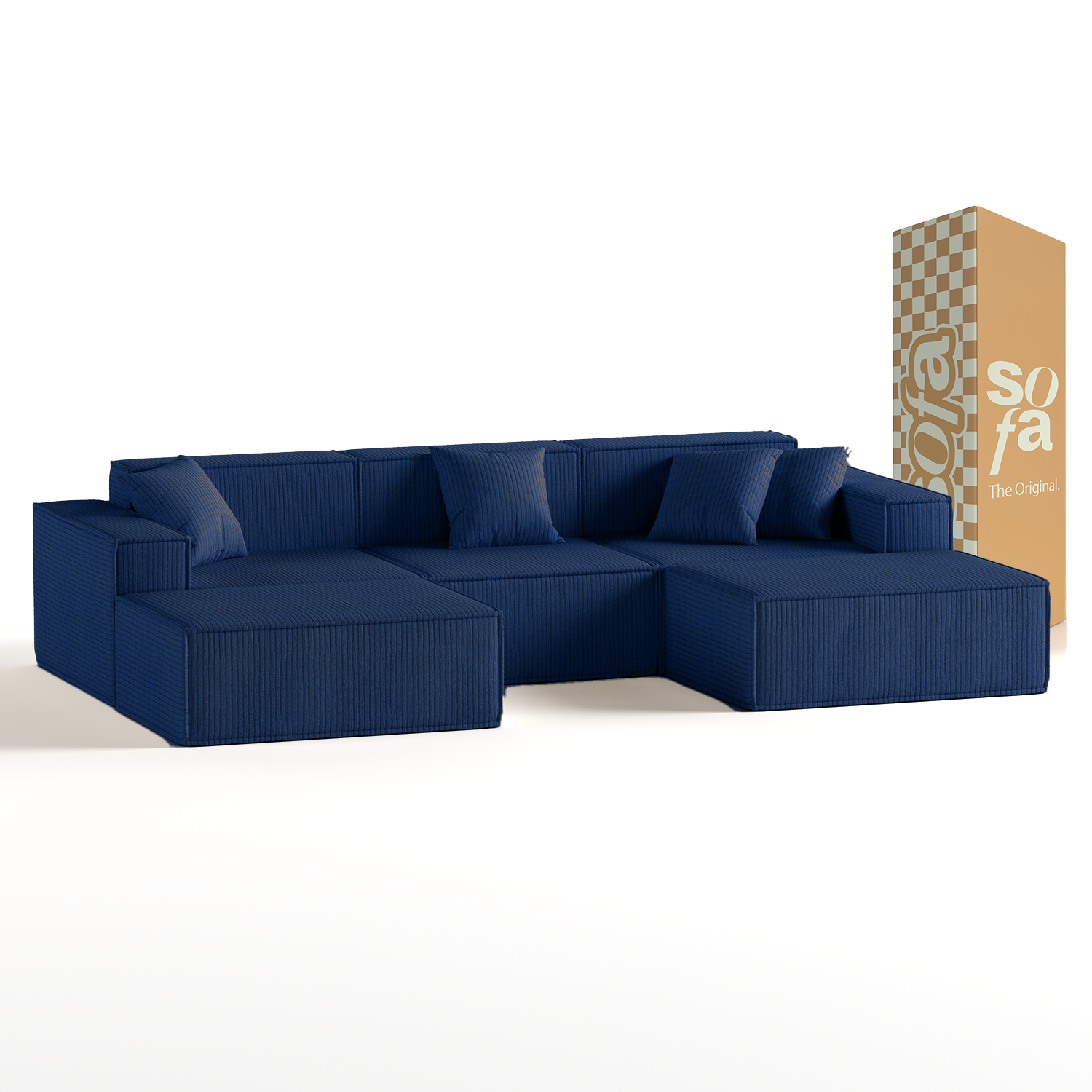 <tc>The growing sofa</tc> Pilion 3 Sitze + 2 Chaiselongues in Boucle – Blau