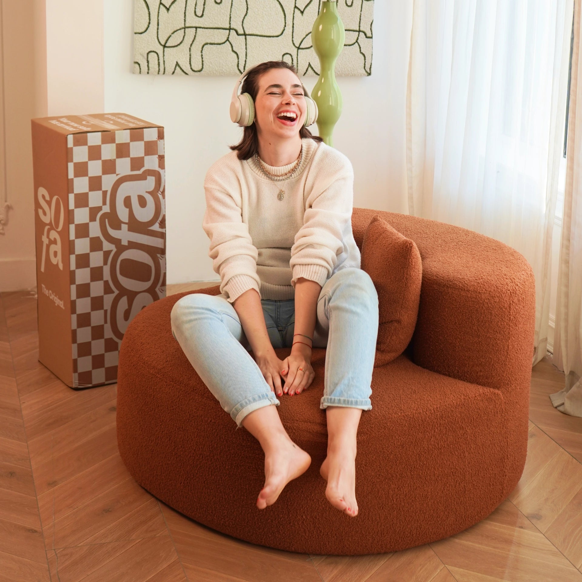 <tc>The growing sofa</tc> Dunne Chair in Boucle – Orange