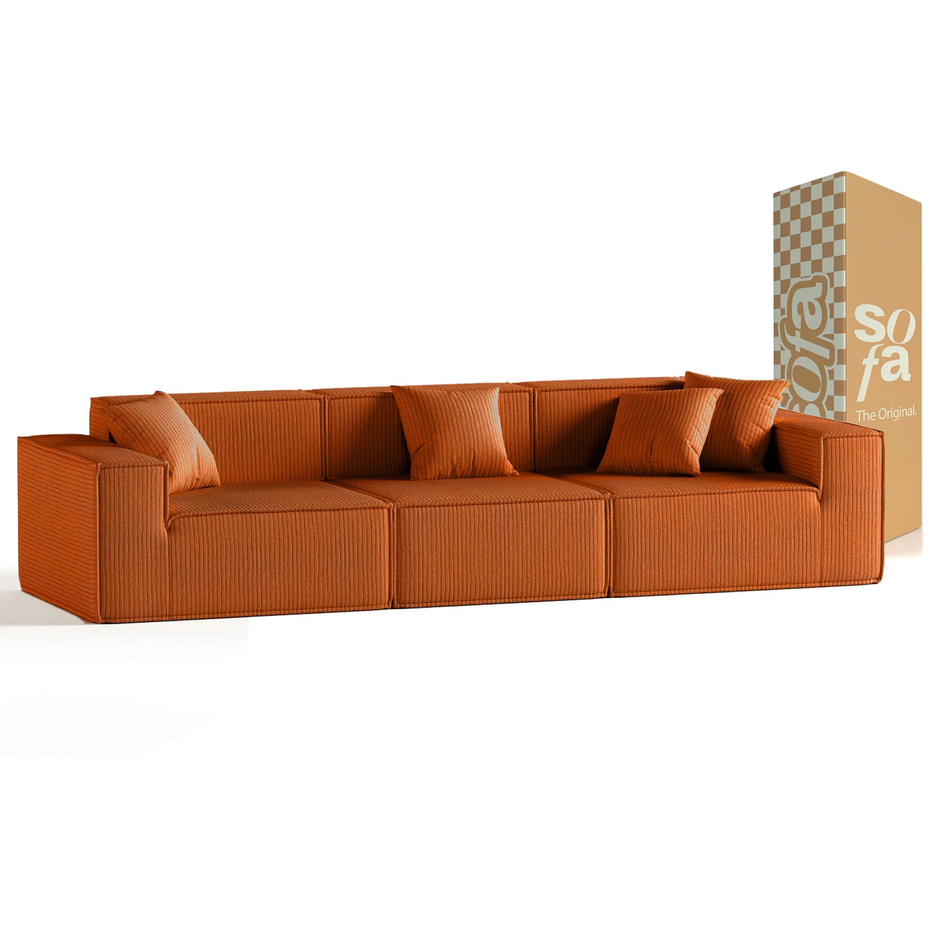 Das mitwachsende Sofa Pelion 3 Sitzplätze in Boucle – Orange