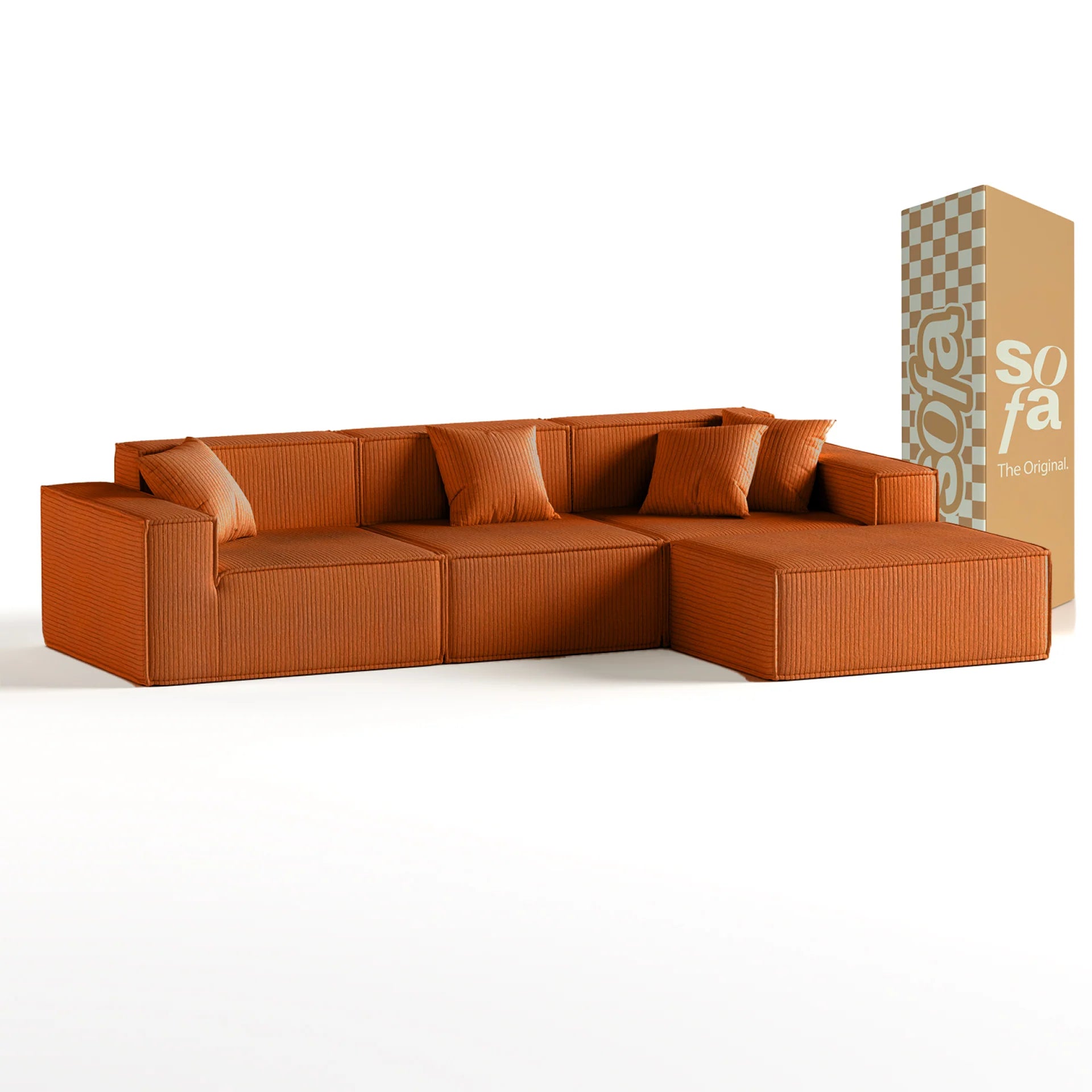 <tc>The growing sofa</tc> Pilion 3 Sitzplätze + 1 Chaiselongue in Boucle – Orange