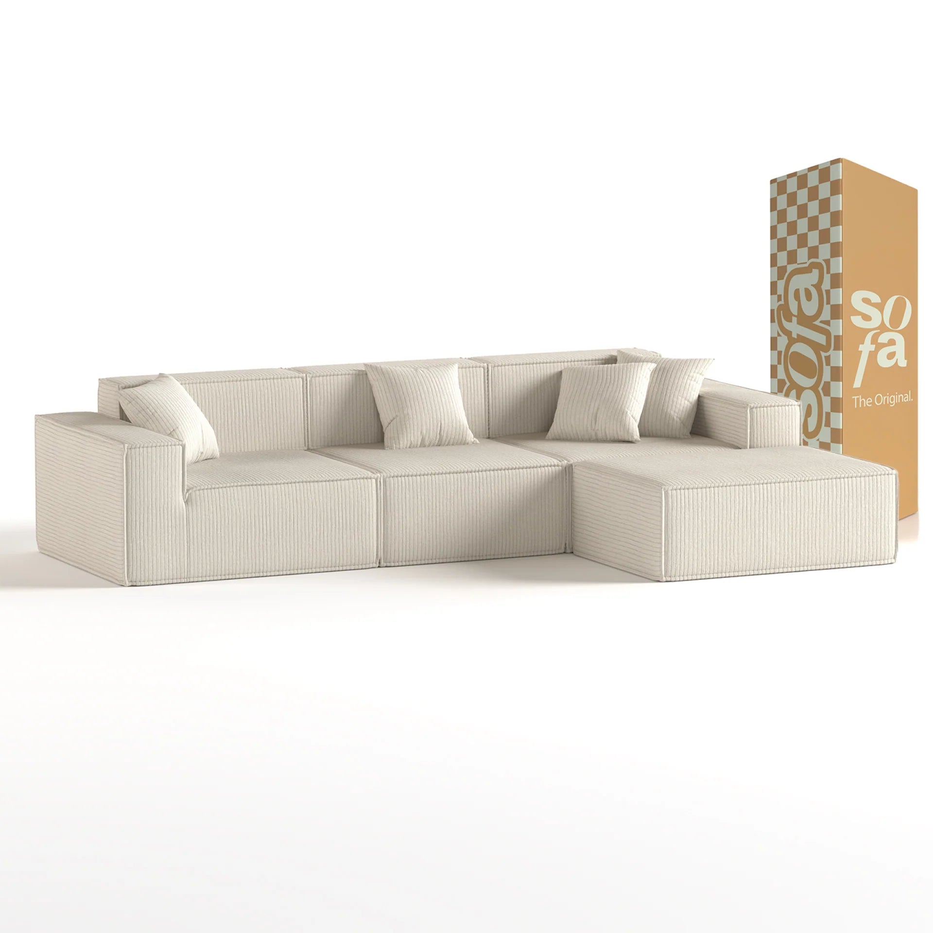 <tc>The growing sofa</tc> Pilion 3 zitplaatsen + 1 chaises in Boucle - Linnen