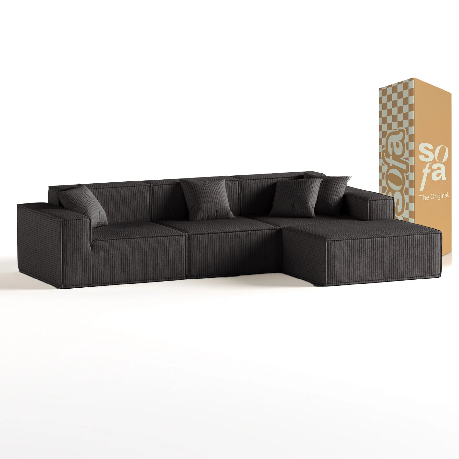 <tc>The growing sofa</tc> Pilion 3 Sitze + 1 Chaiselongue in Boucle – Grau