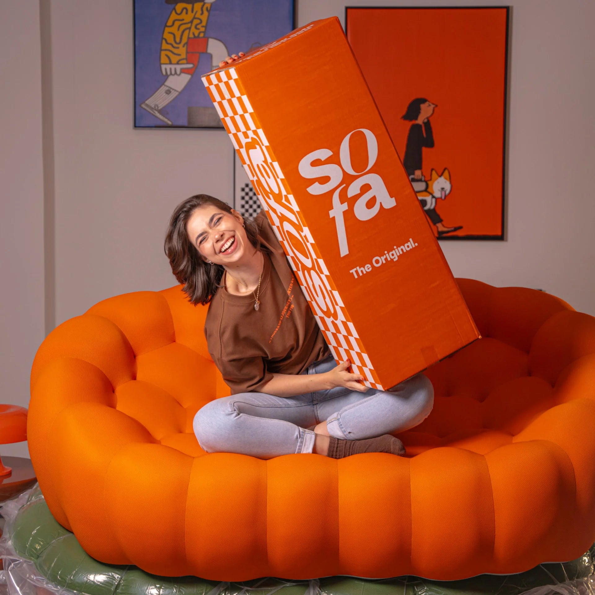 <tc>The growing sofa</tc> cosmo 3 zits in Boucle - Oranje