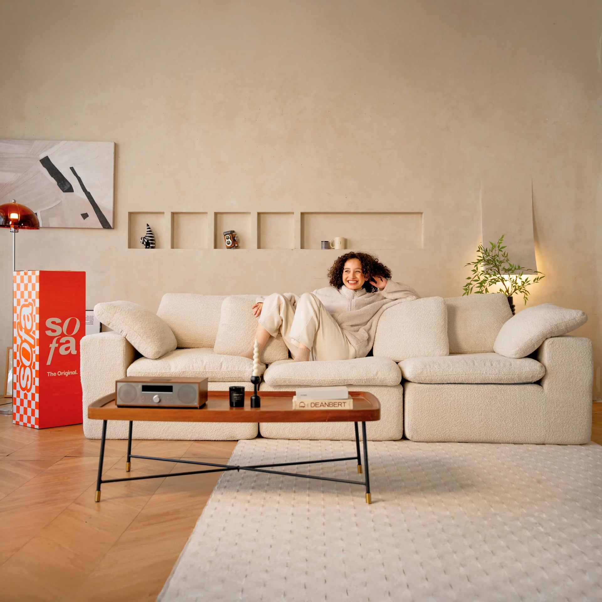 <tc>The growing sofa</tc> Sienna 3 zitplaatsen + 1 chaise in Boucle - Linnen