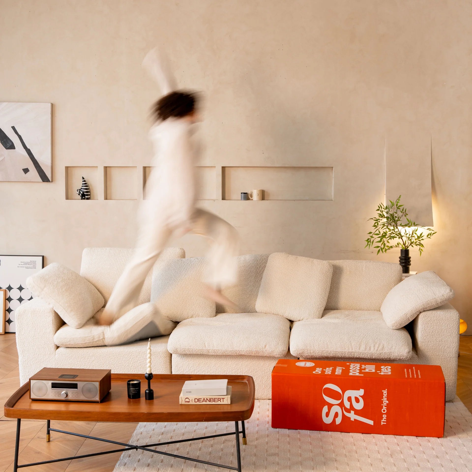 <tc>The growing sofa</tc> Sienna 3 zitplaatsen + 1 chaise in Boucle - Linnen