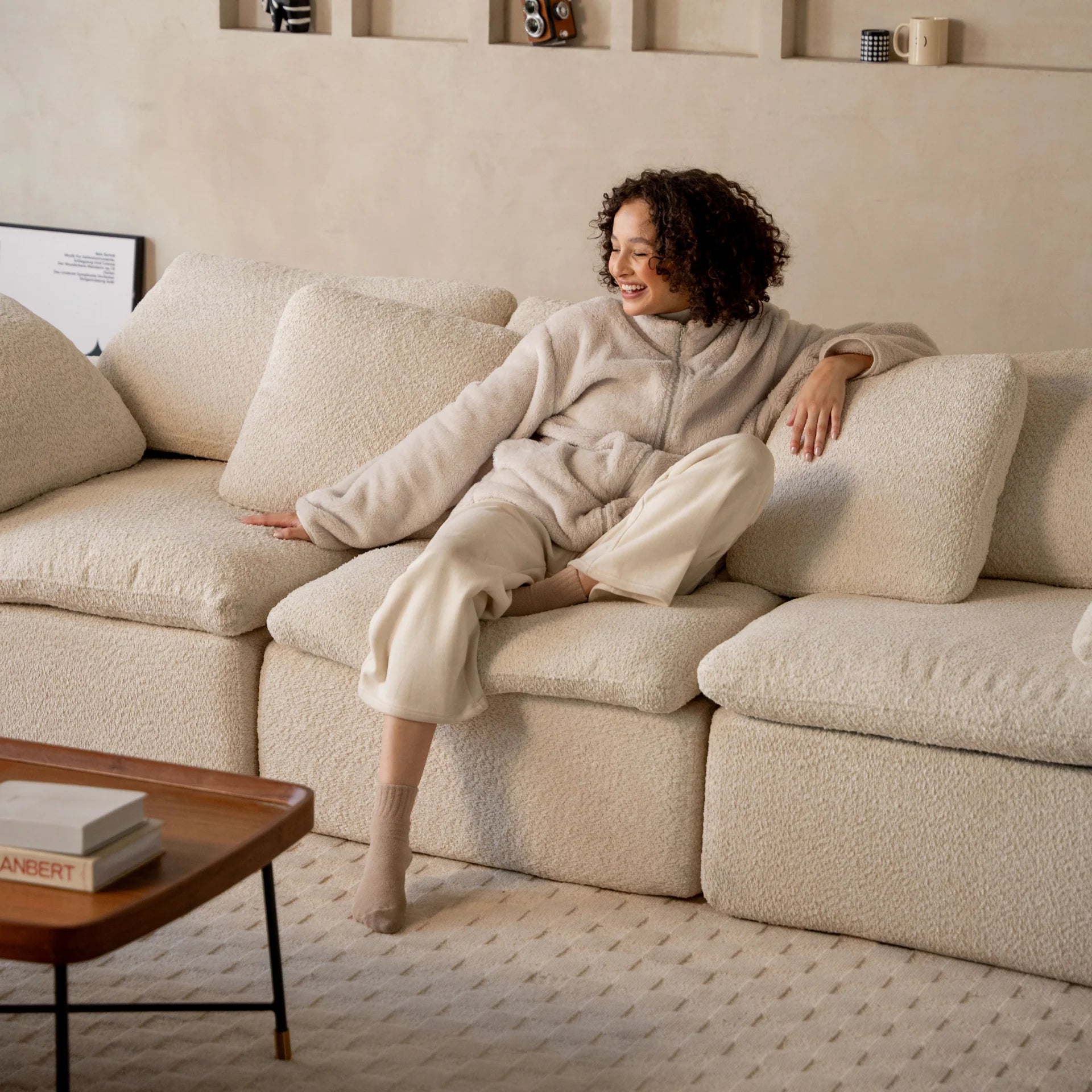 <tc>The growing sofa</tc> Sienna 3 zitplaatsen + 1 chaise in Boucle - Linnen